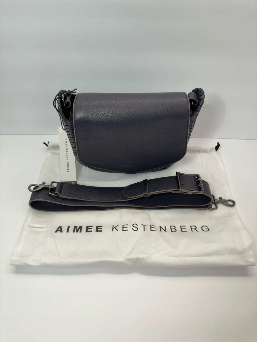 Aimee Kestenberg Dark Brown Pebbled Leather Crossbody with Braided Strap